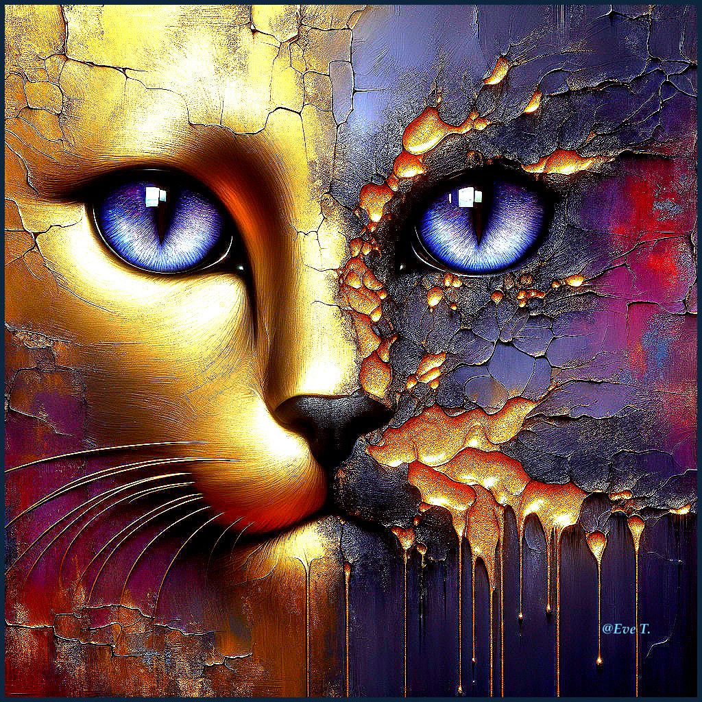 Cat's Face with Duality of Light and Shadow Elements