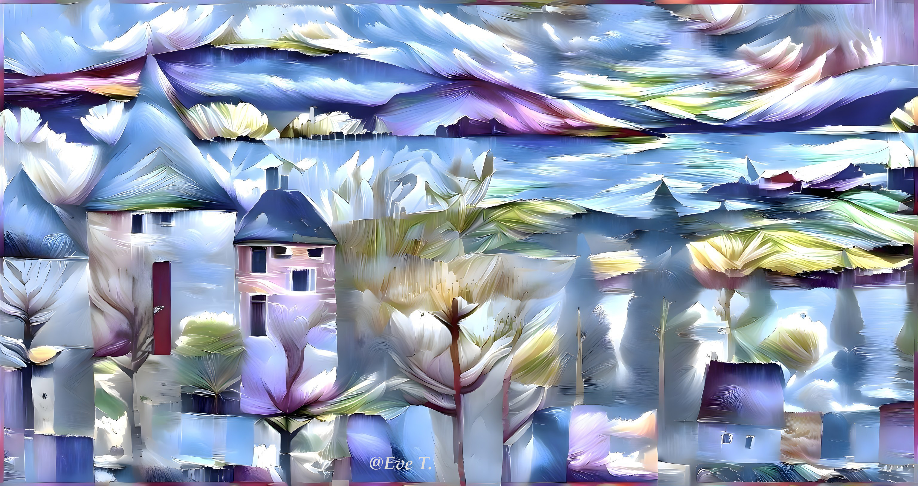 Abstract Landscape with Colorful Swirling Patterns
