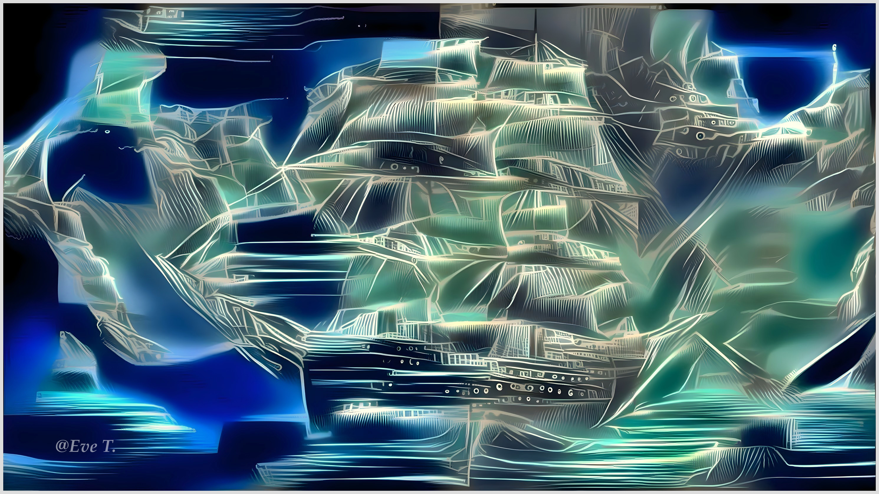 Abstract Representation of a Majestic Ship in Colors