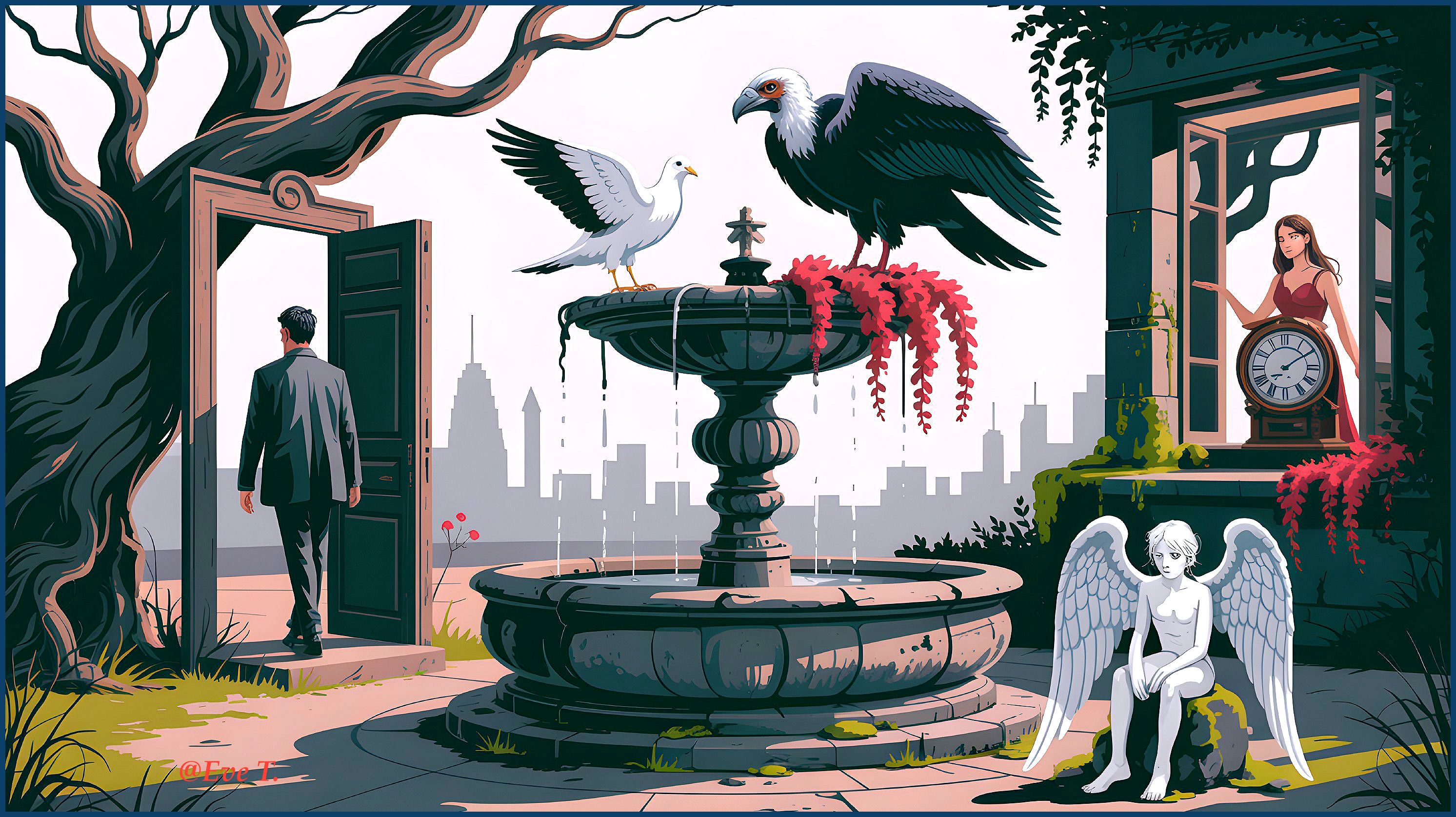 Fantasy and Reality in a Serene Garden Scene