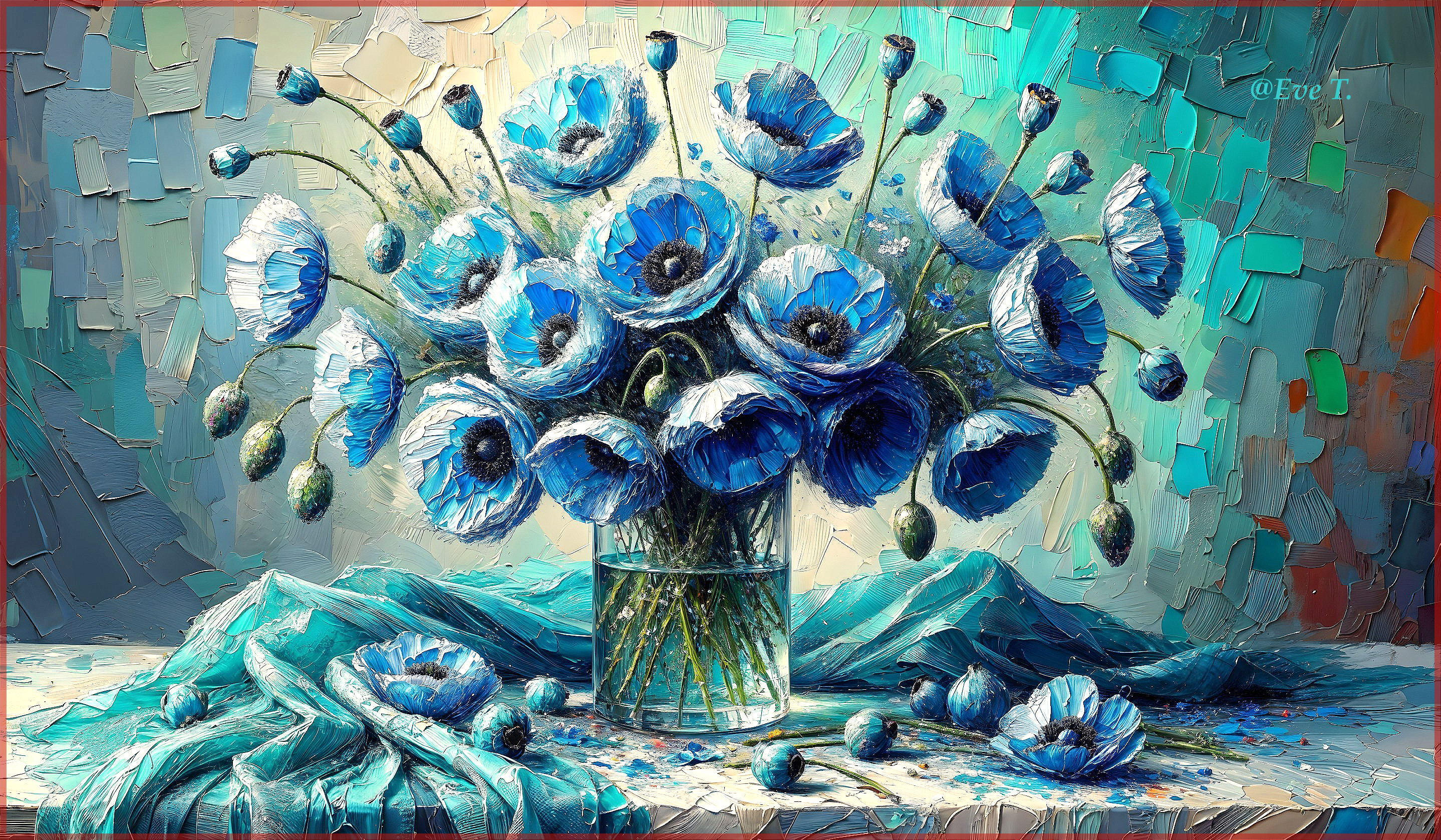 Vibrant Blue Flower Bouquet in Clear Glass Vase