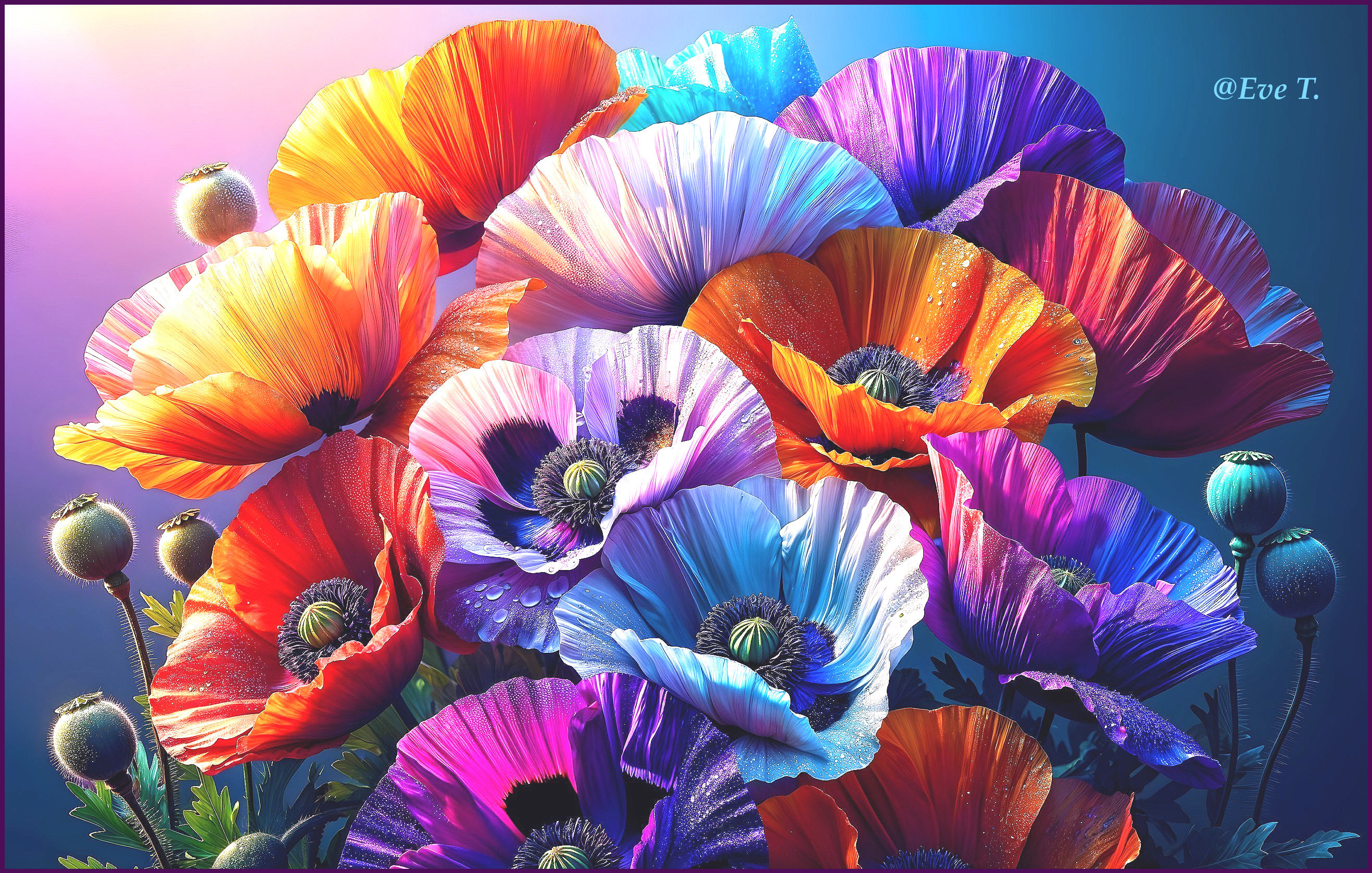 Vibrant Bouquet of Colorful Poppies in Spring