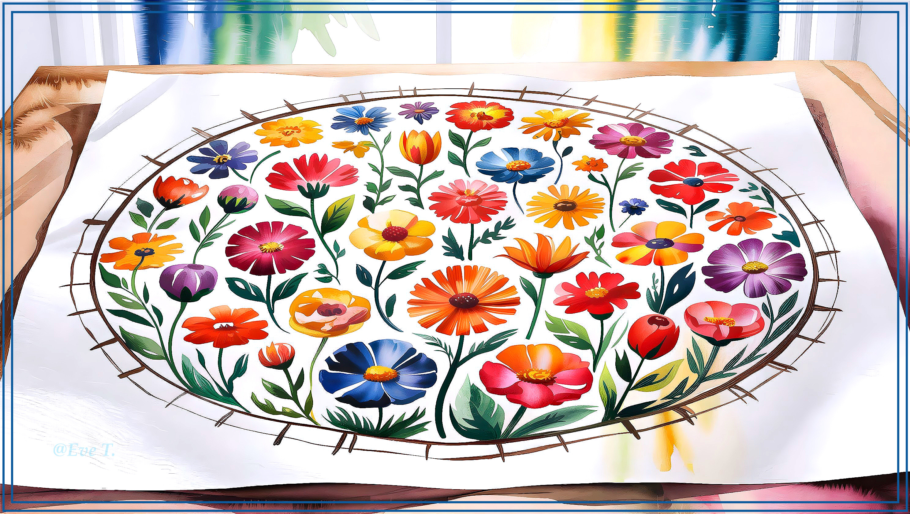 Abstract Watercolor Garden in Embroidery Hoop