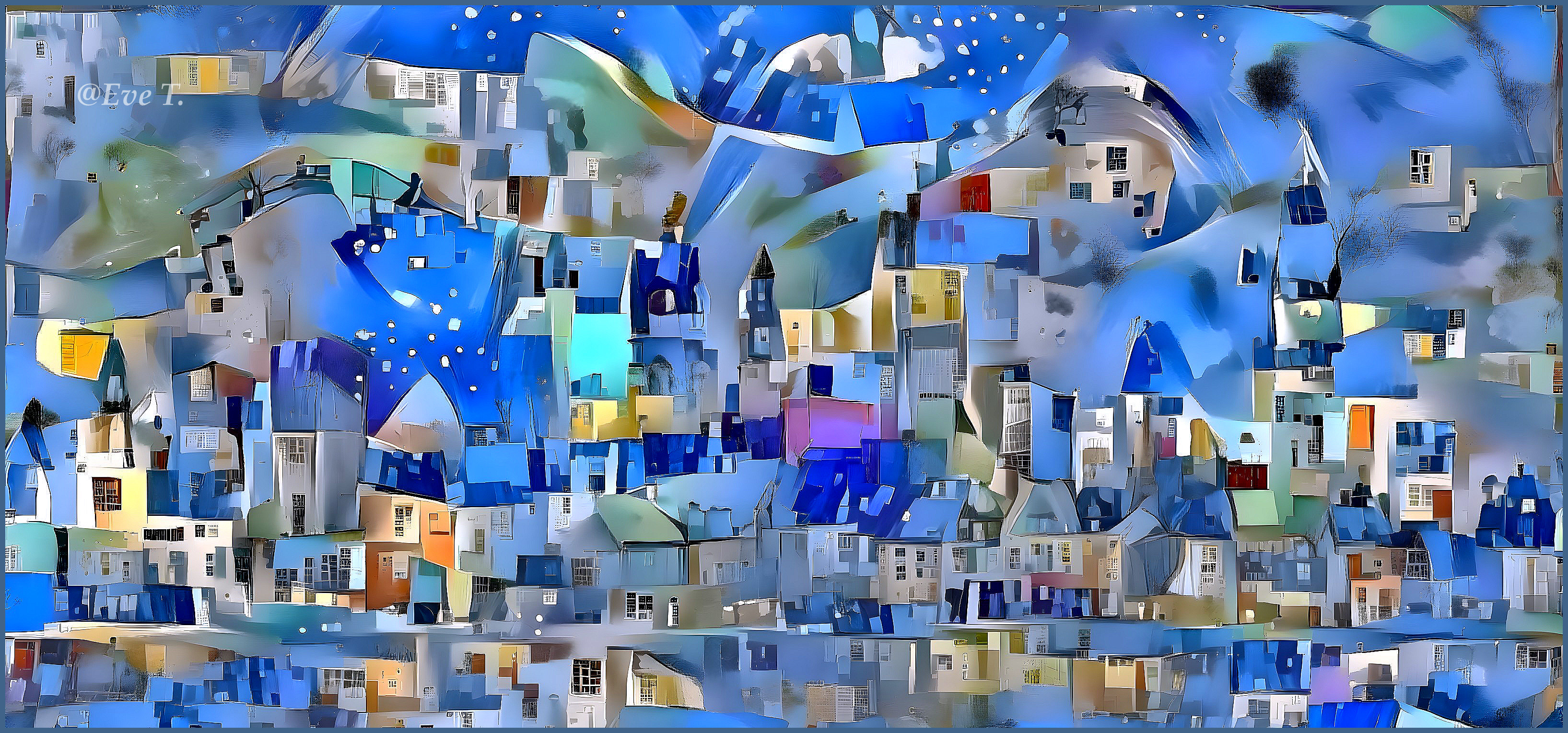 Vibrant Abstract Cityscape with Geometric Shapes