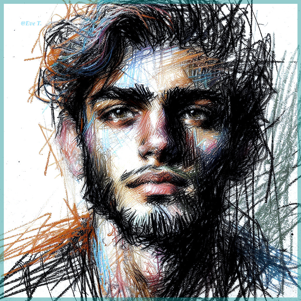 Vibrant Portrait of Young Man with Intense Expression