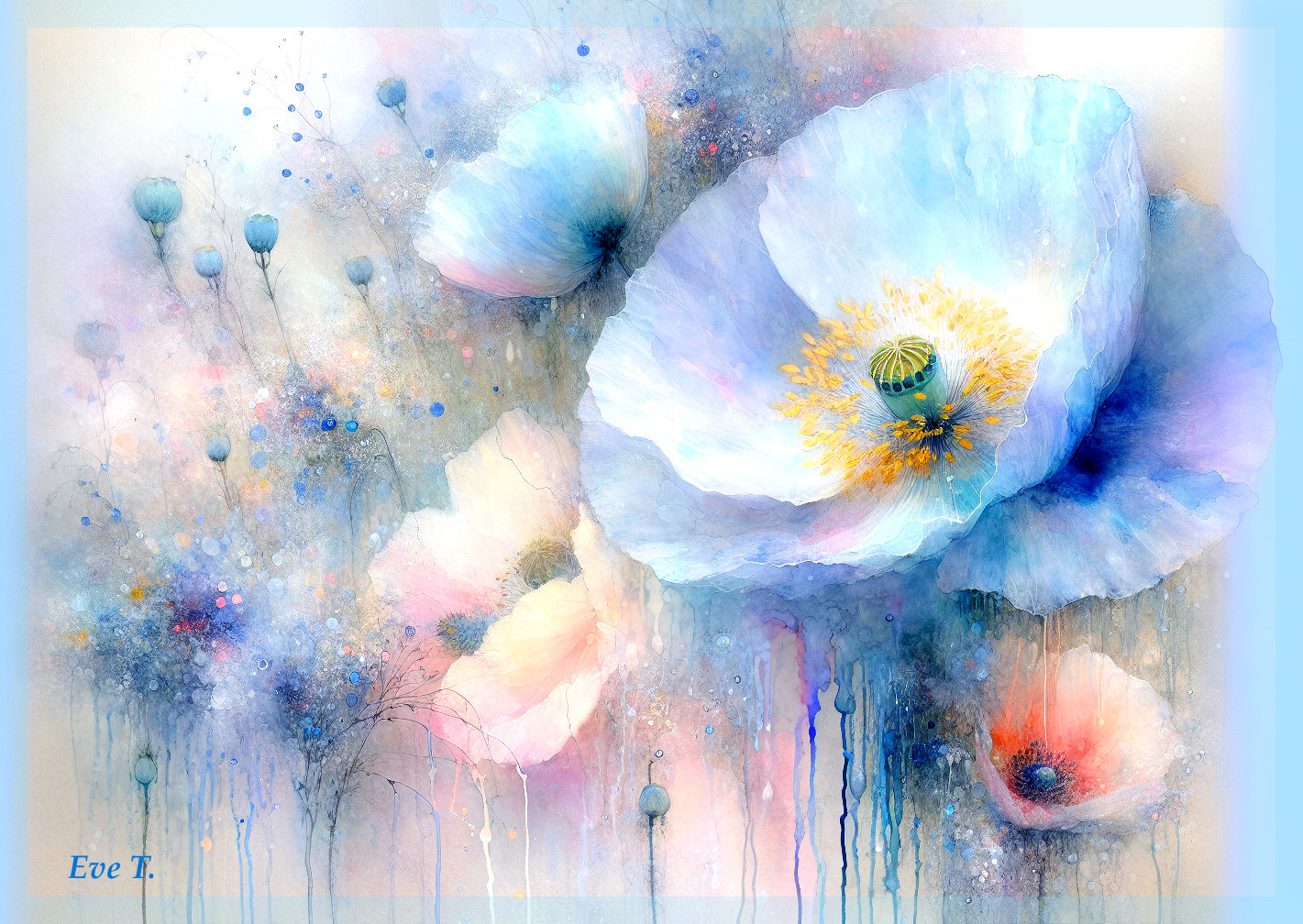 Watercolor Illustration of Delicate Pastel Flowers