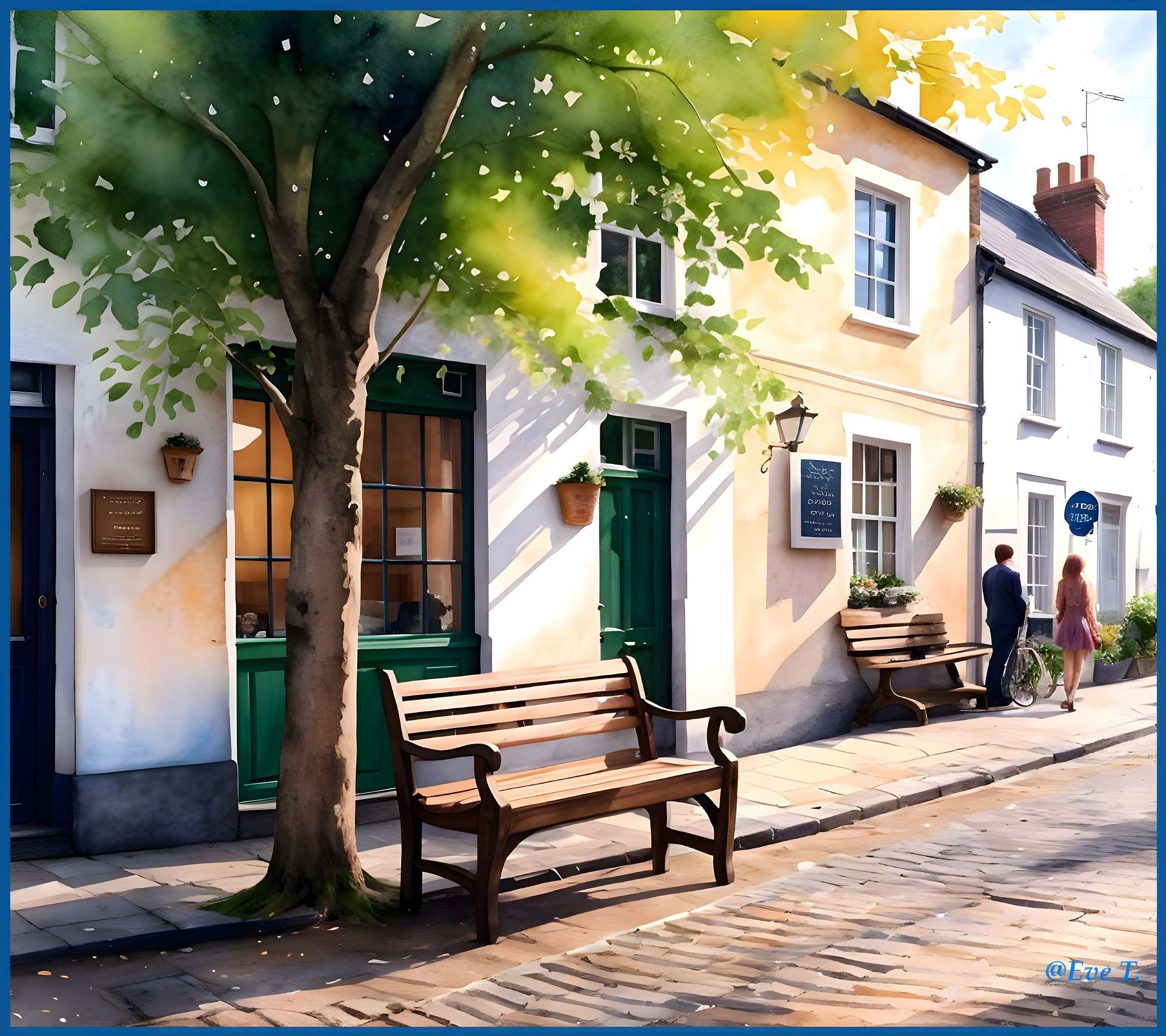 Charming Village Street Scene with Historic Buildings