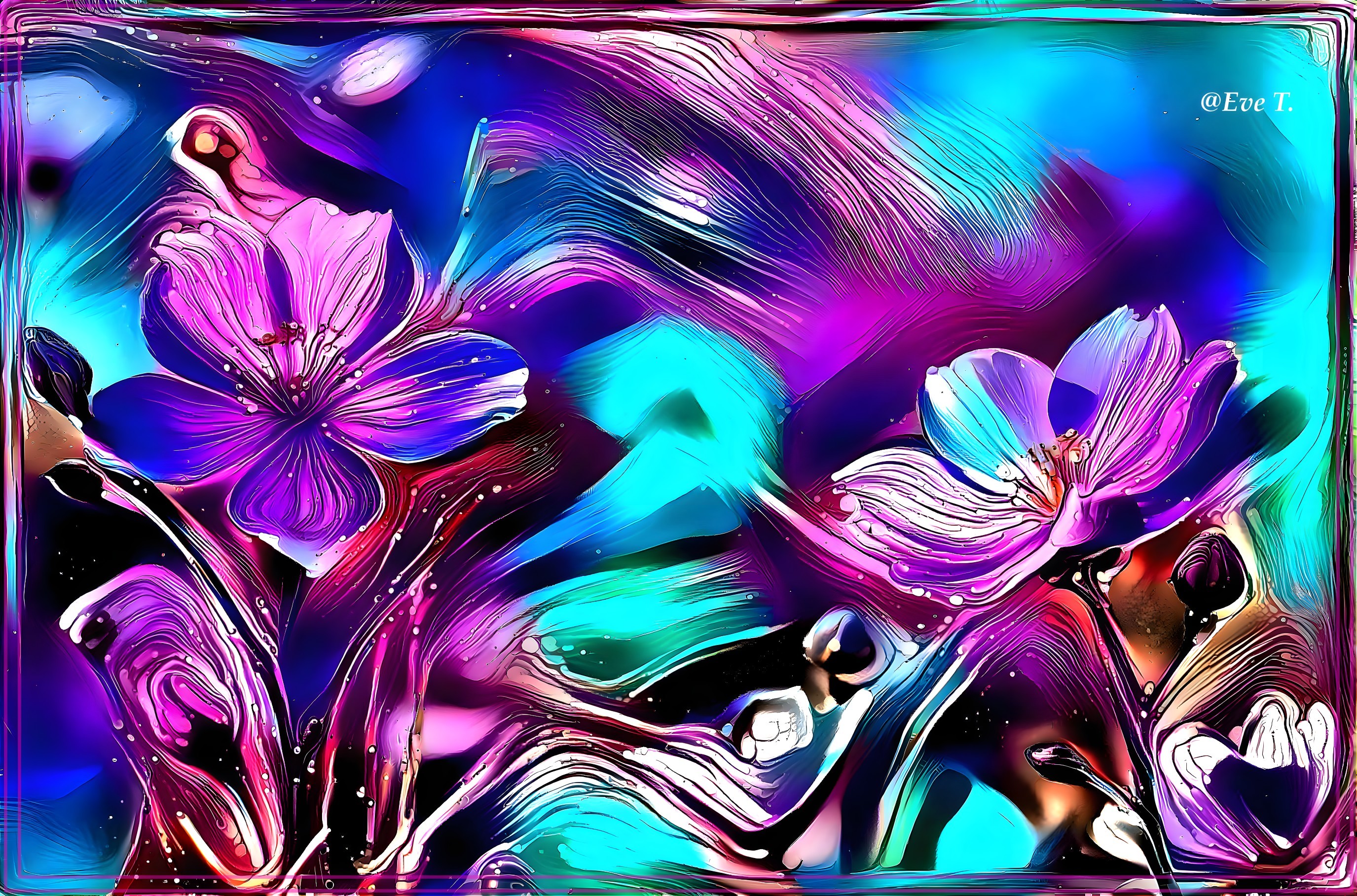 Vibrant Digital Artwork of Stylized Flowers in Colors