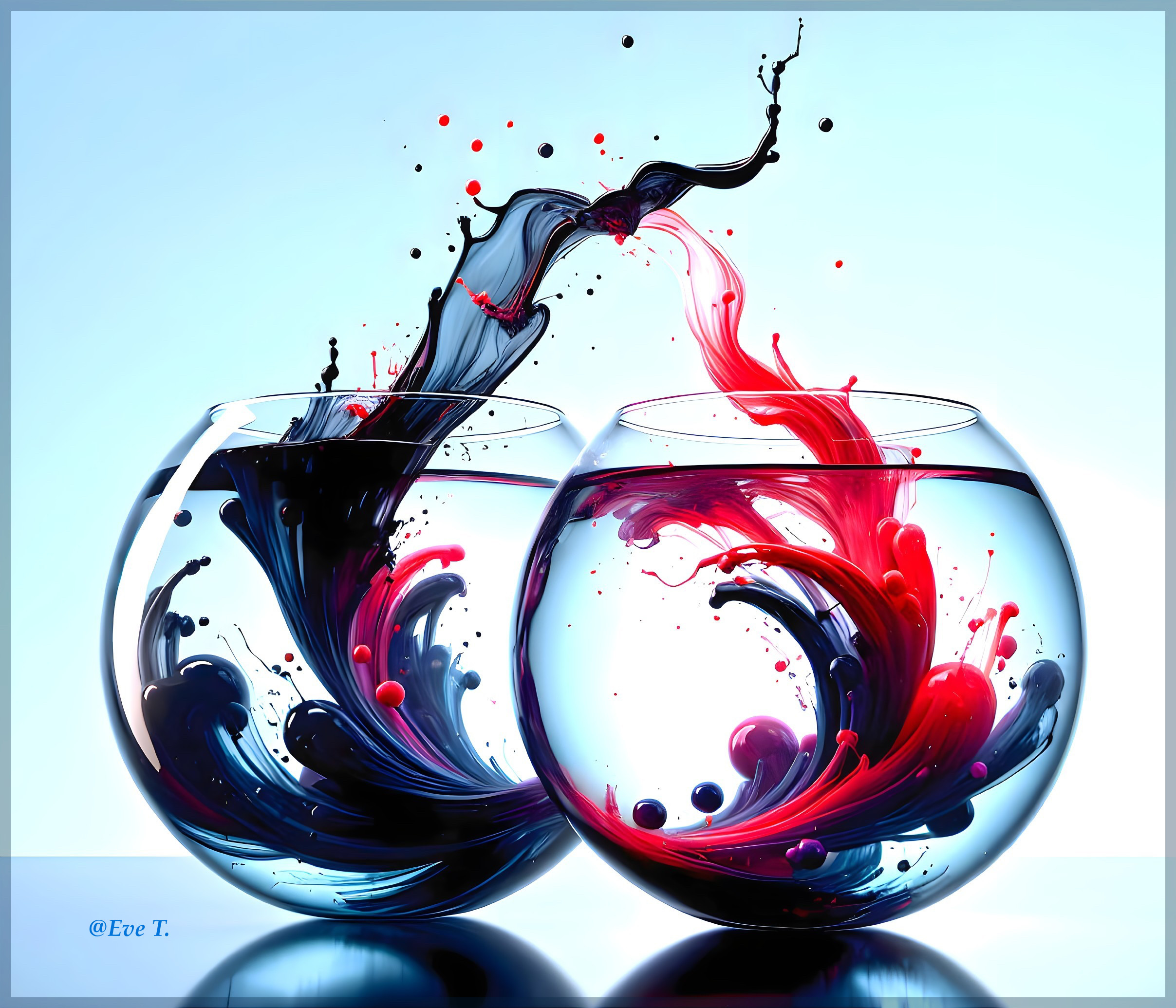 Contrasting Colors in Two Glass Fish Bowls