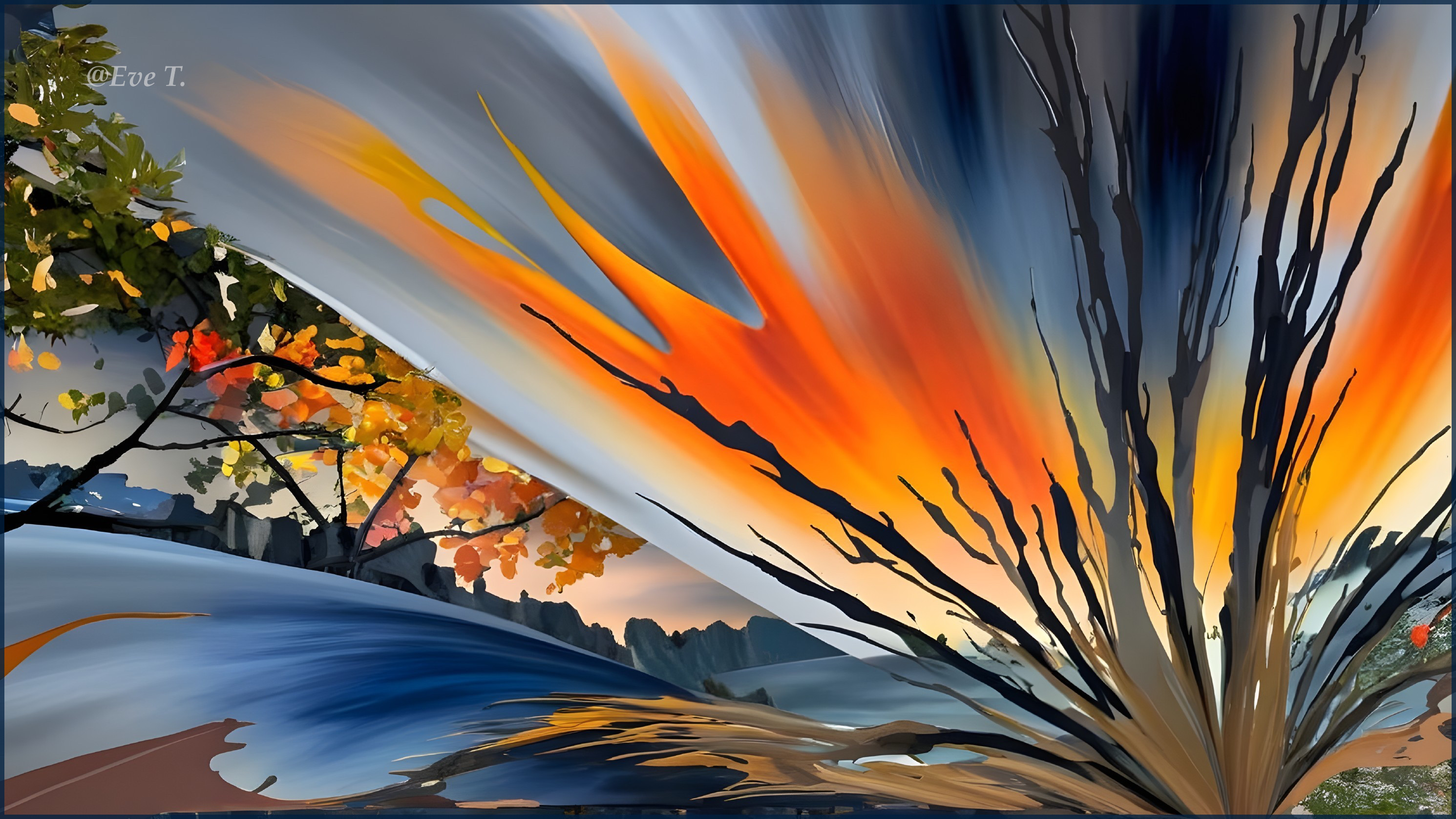 Vibrant Abstract Landscape with Dynamic Color Swirls