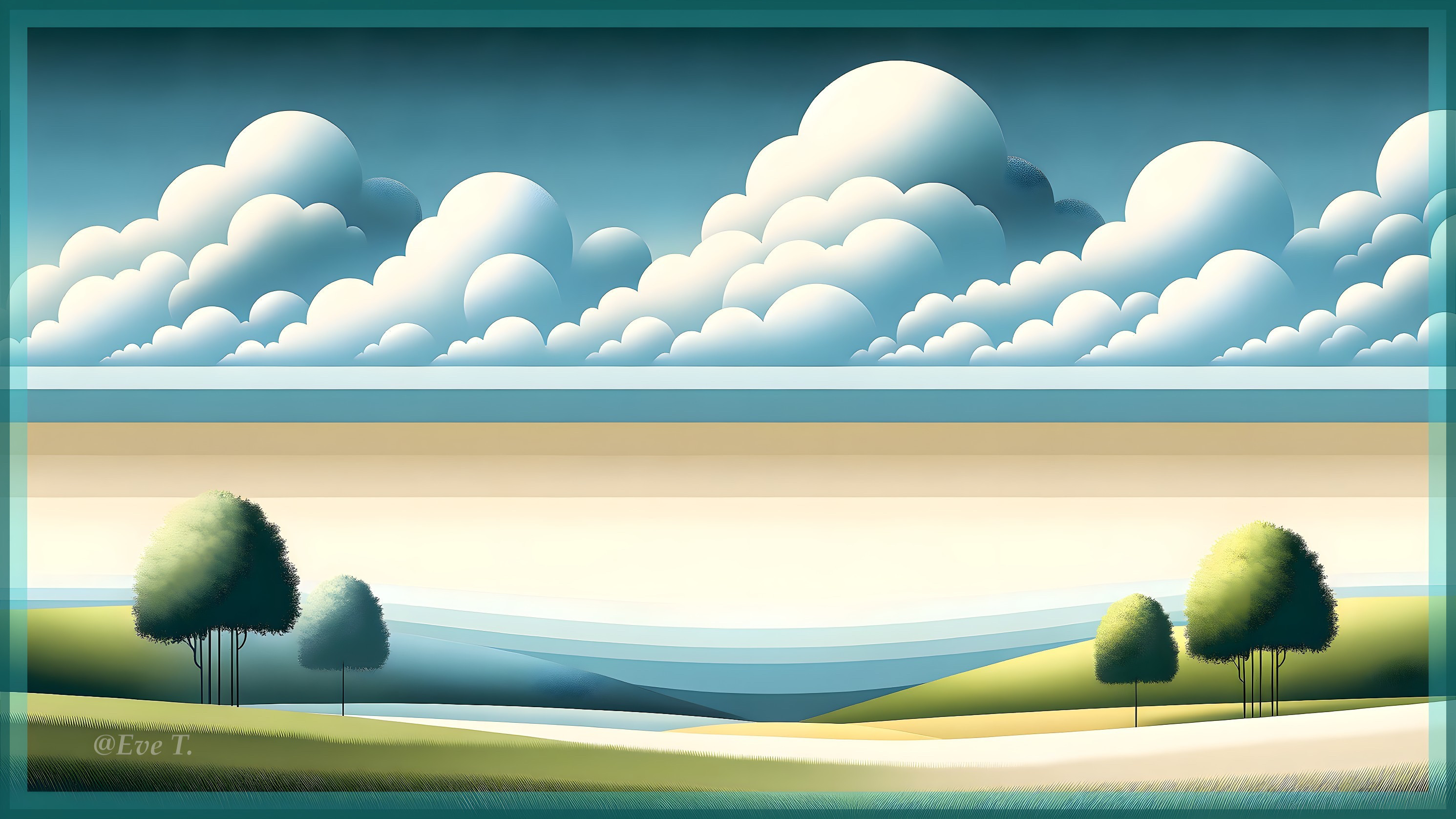 Serene Landscape with Rolling Hills and Gradient Sky