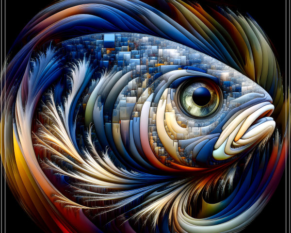 Abstract Fish Design with Vibrant Colors and Patterns