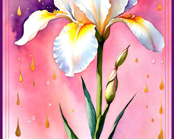 Elegant White Iris Flower with Abstract Background