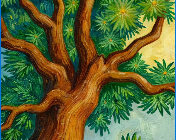 Majestic Tree with Vibrant Leaves and Serene Background