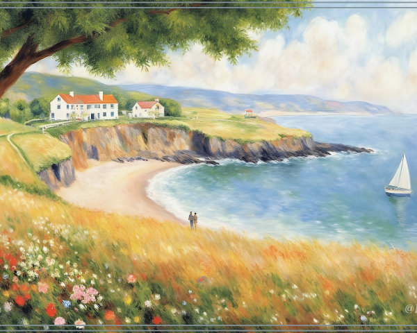 Coastal Landscape with Sandy Beach and Cliffs
