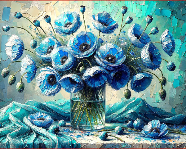 Vibrant Blue Flower Bouquet in Clear Glass Vase