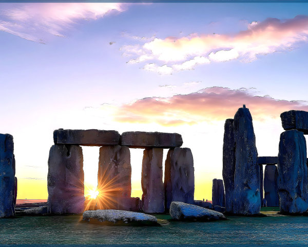 Stonehenge at Sunset with Vibrant Sky Colors