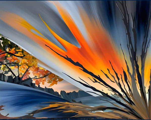Vibrant Abstract Landscape with Dynamic Color Swirls