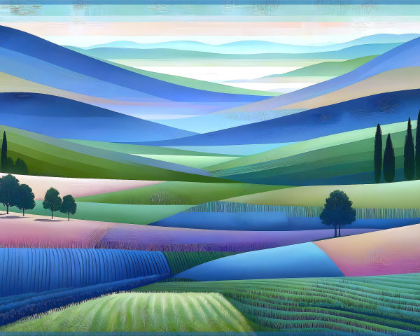 Serene Landscape of Rolling Hills and Gentle Valleys