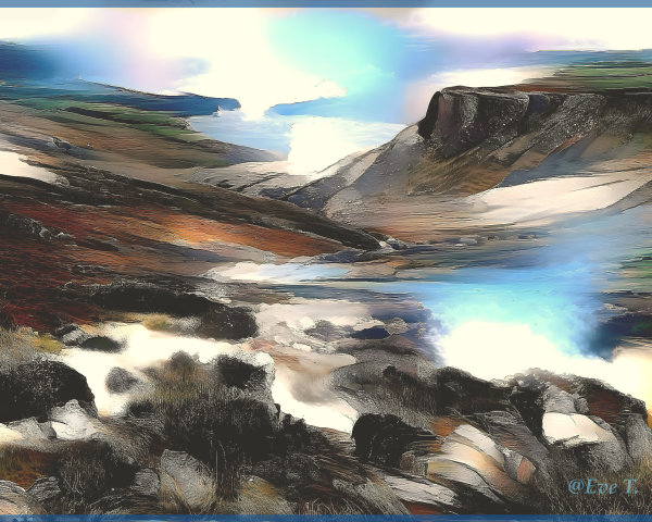 Serene Landscape of Rolling Hills and Winding River