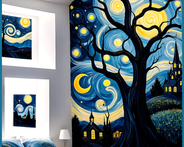 Surreal Bedroom Design with Starry Night Theme