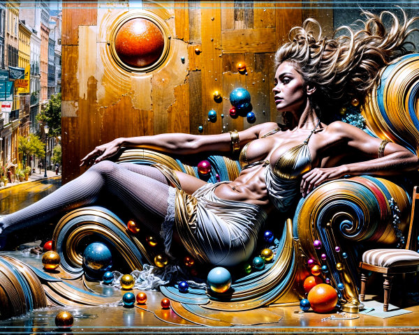 Digital Artwork of Muscular Figure in Vibrant Setting