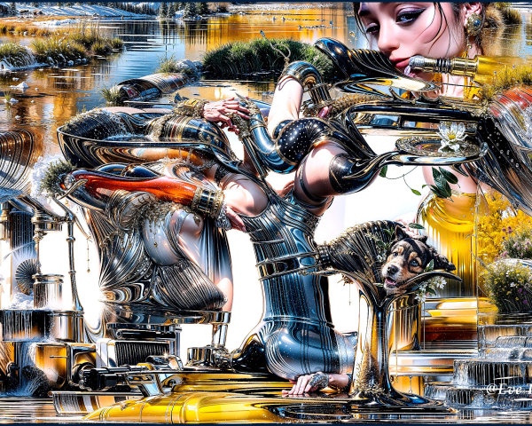 Surreal Abstract Composition with Distorted Figures