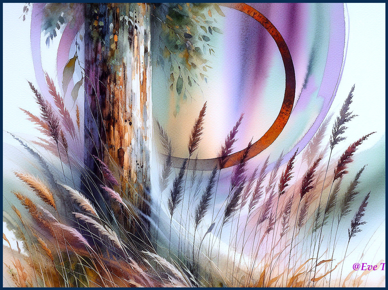 Serene Abstract Landscape with Textured Tree and Foliage