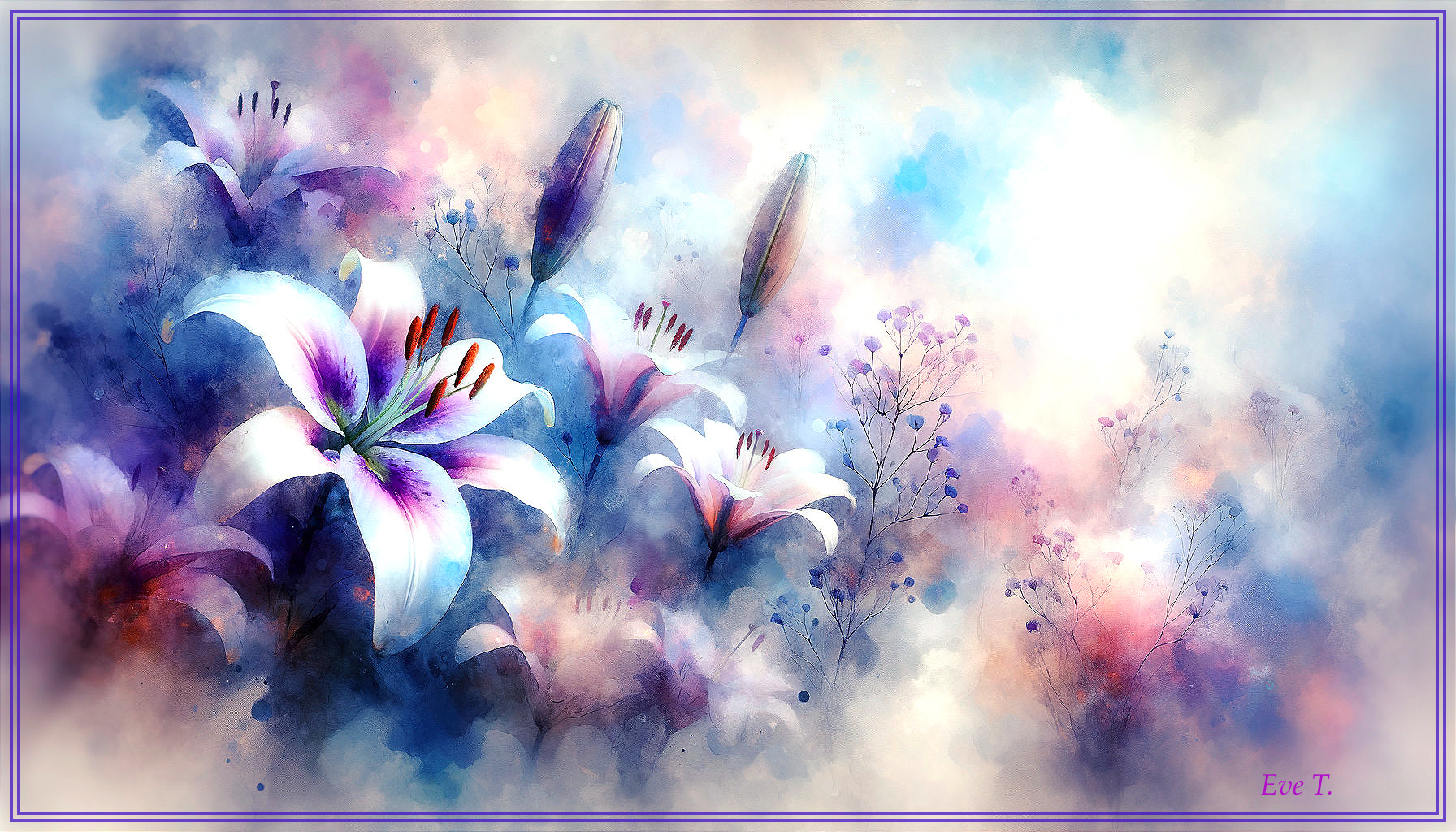 Ethereal Scene of Delicate Lilies in Pastel Colors