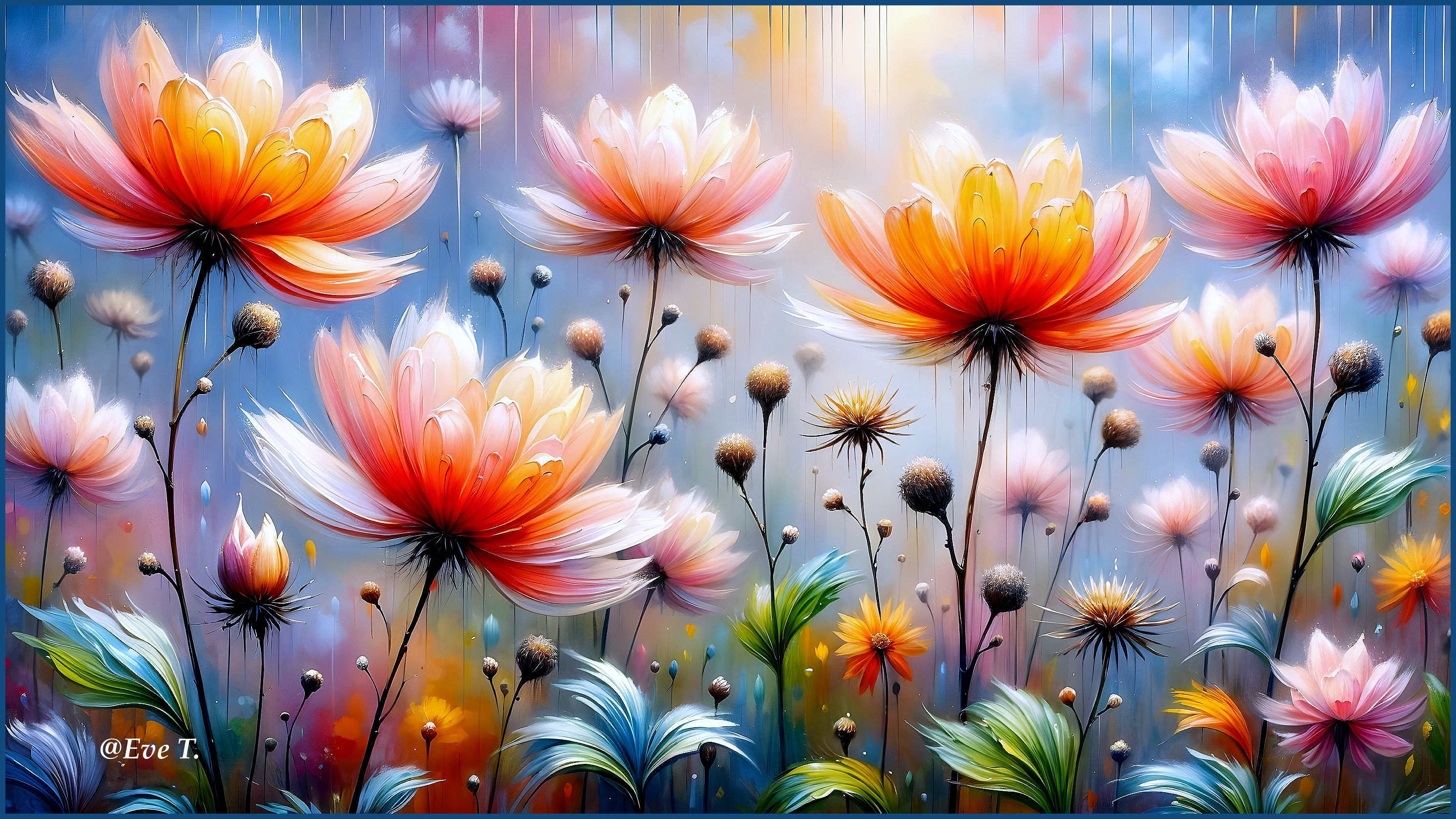 Vibrant Floral Scene with Colorful Background