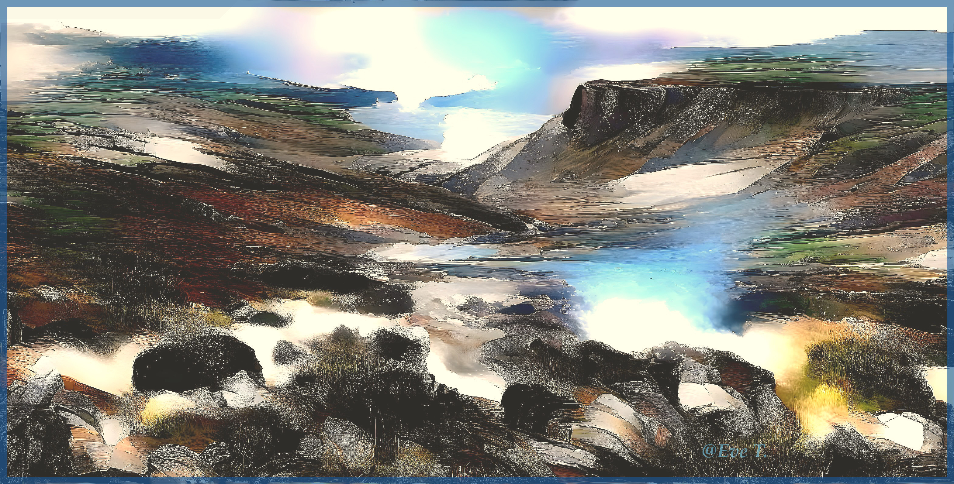 Serene Landscape of Rolling Hills and Winding River