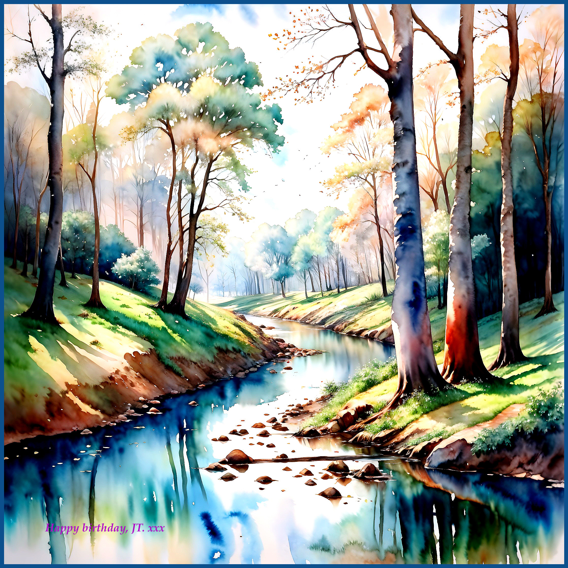 Serene River Landscape with Seasonal Foliage