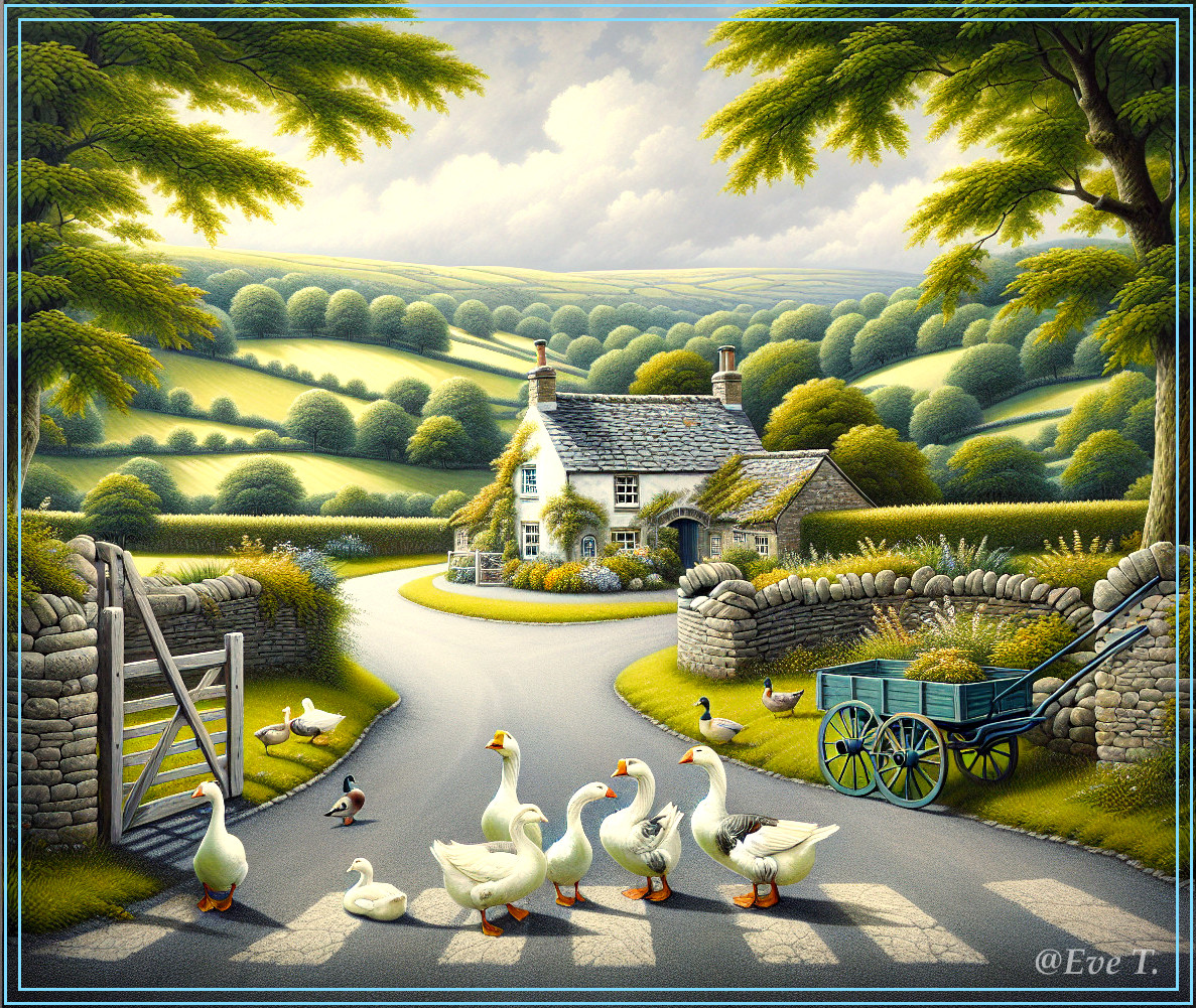 Quaint Cottage in Serene Countryside Landscape