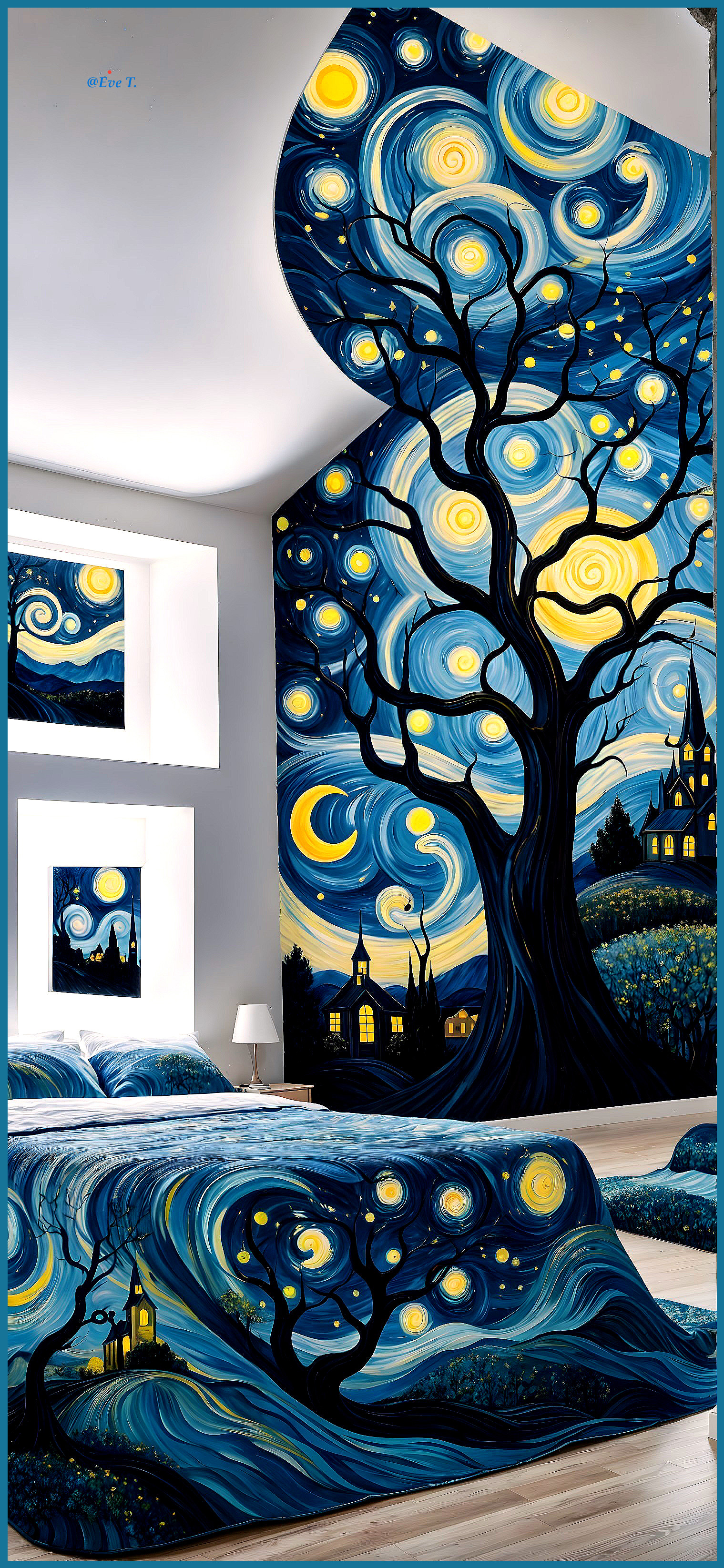 Surreal Bedroom Design with Starry Night Theme