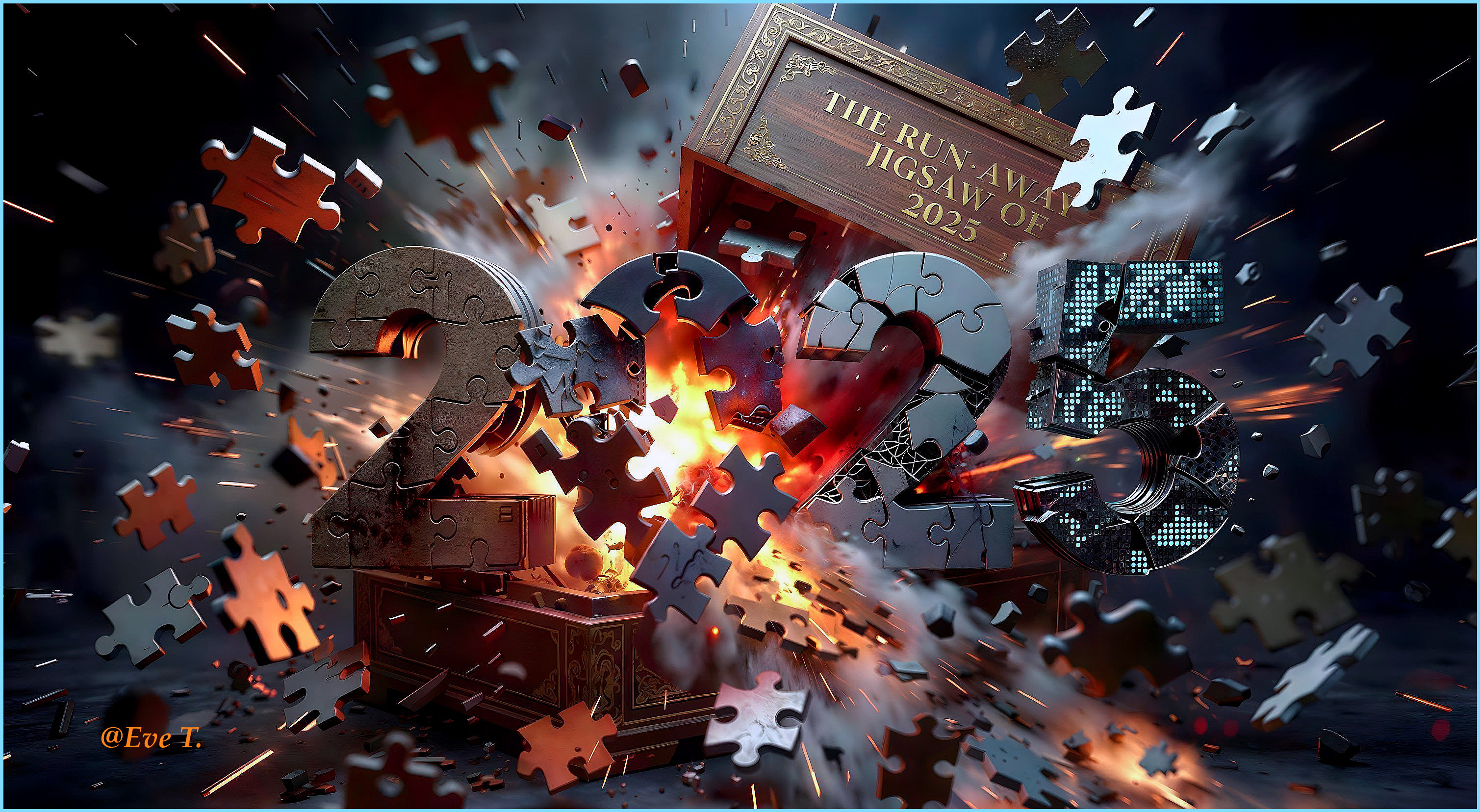 3D Rendering of "2023" in Jigsaw Puzzle Style