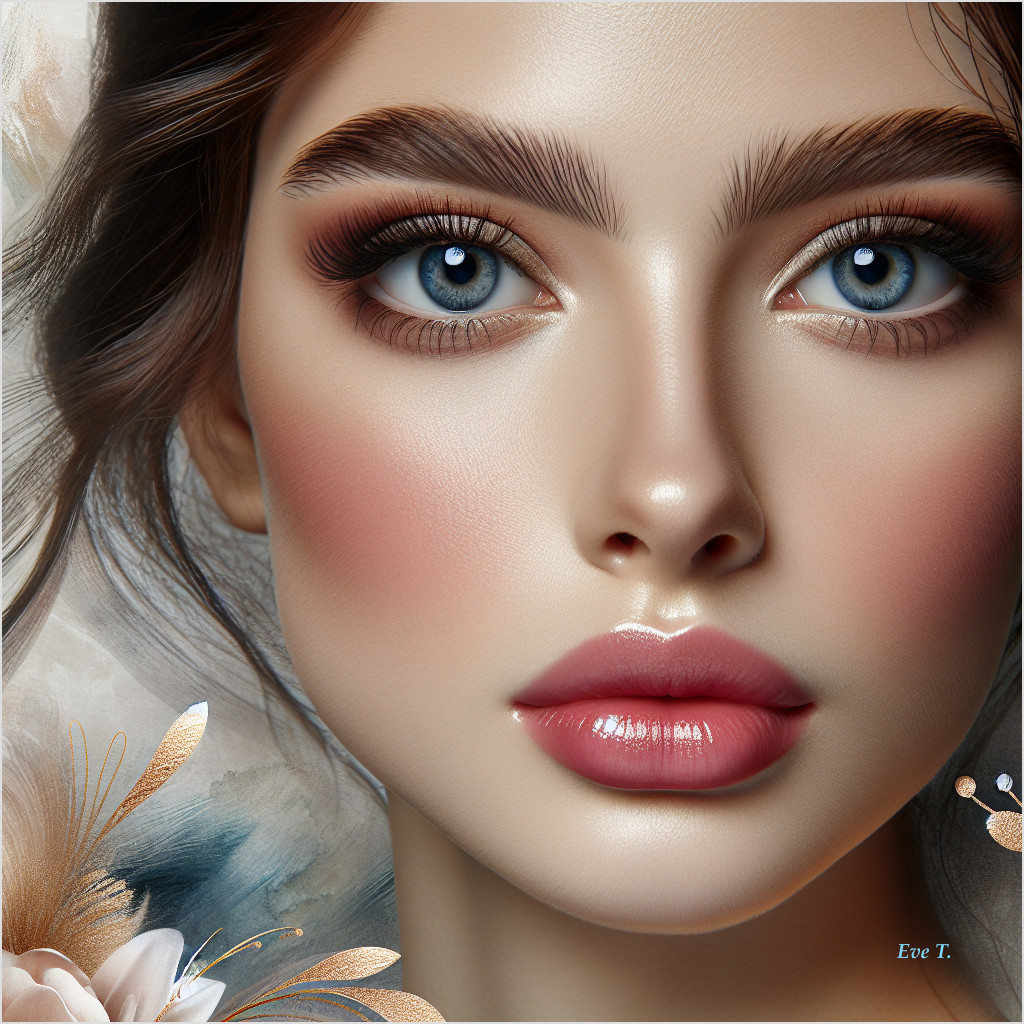 Close-up Portrait of a Young Woman with Blue Eyes