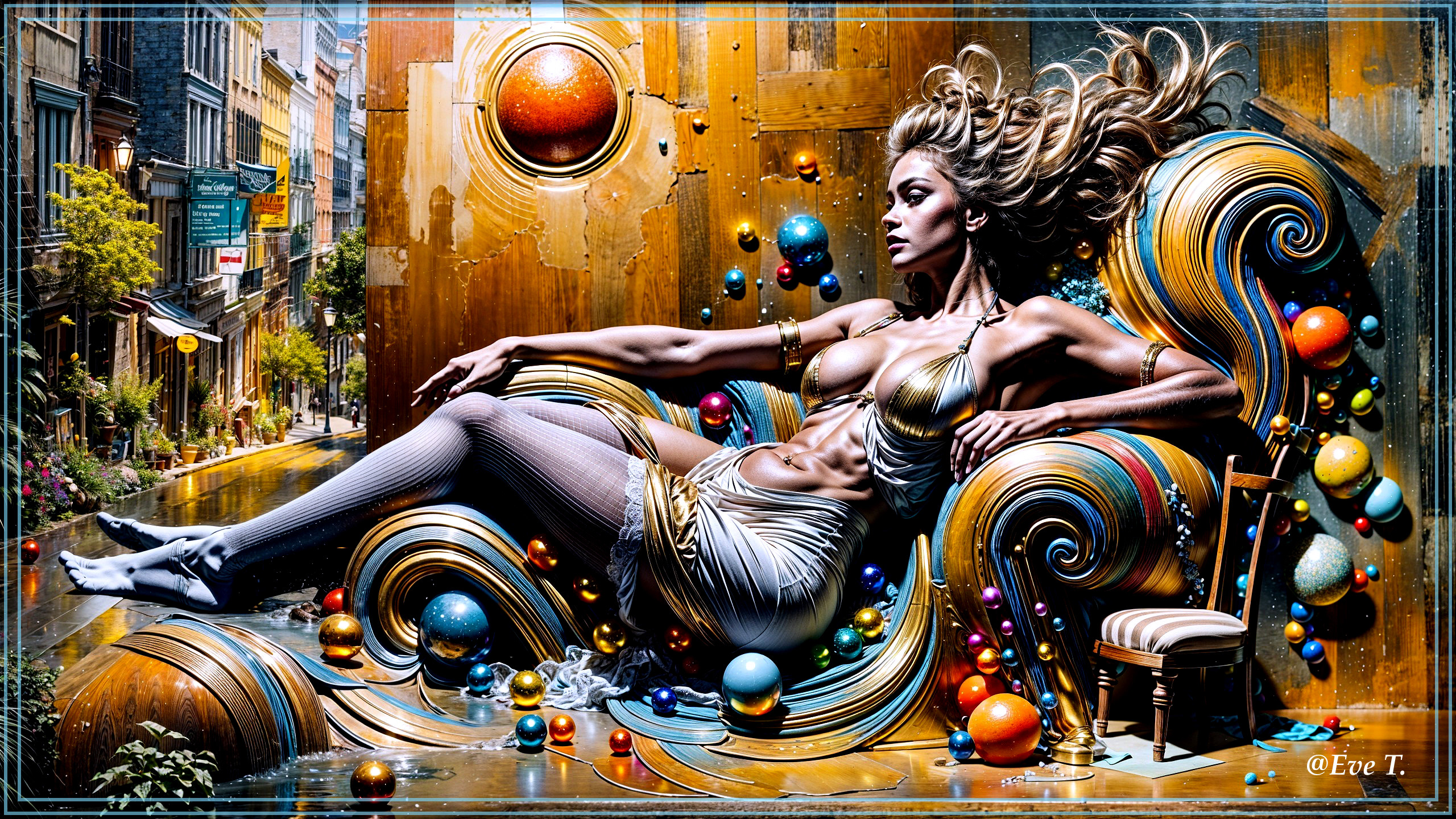 Digital Artwork of Muscular Figure in Vibrant Setting