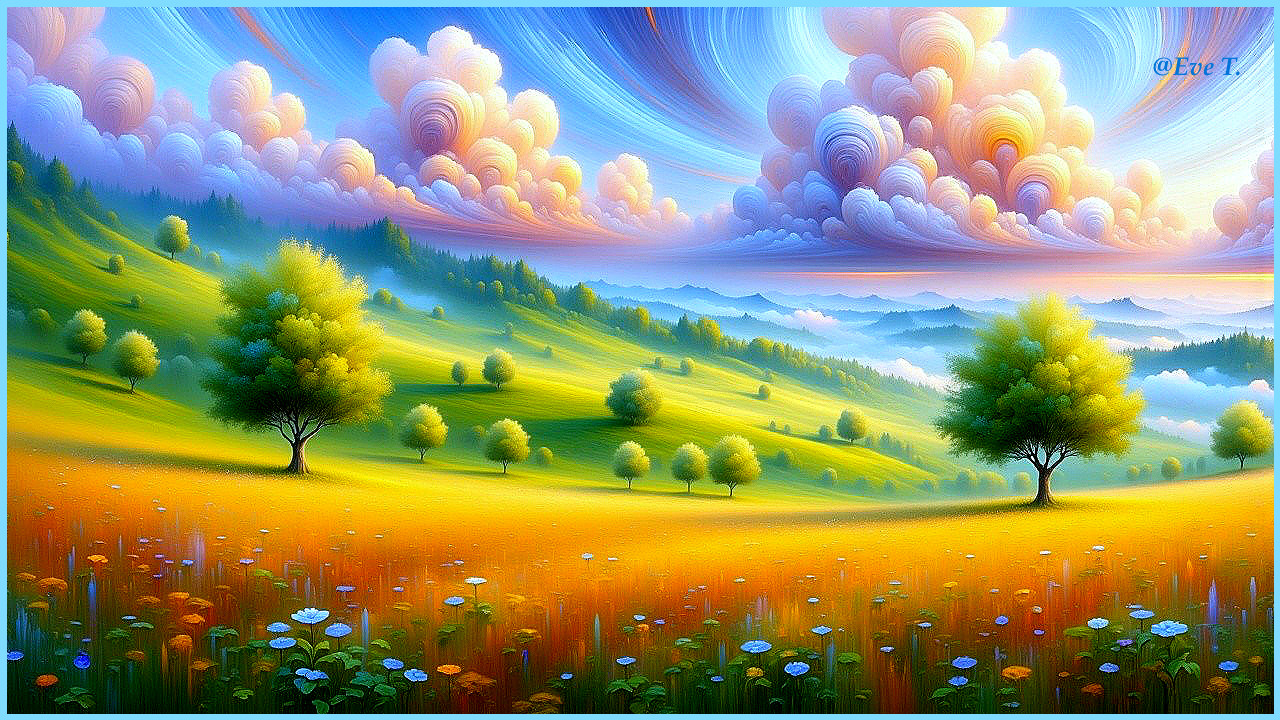 Vibrant Landscape of Rolling Hills and Wildflowers