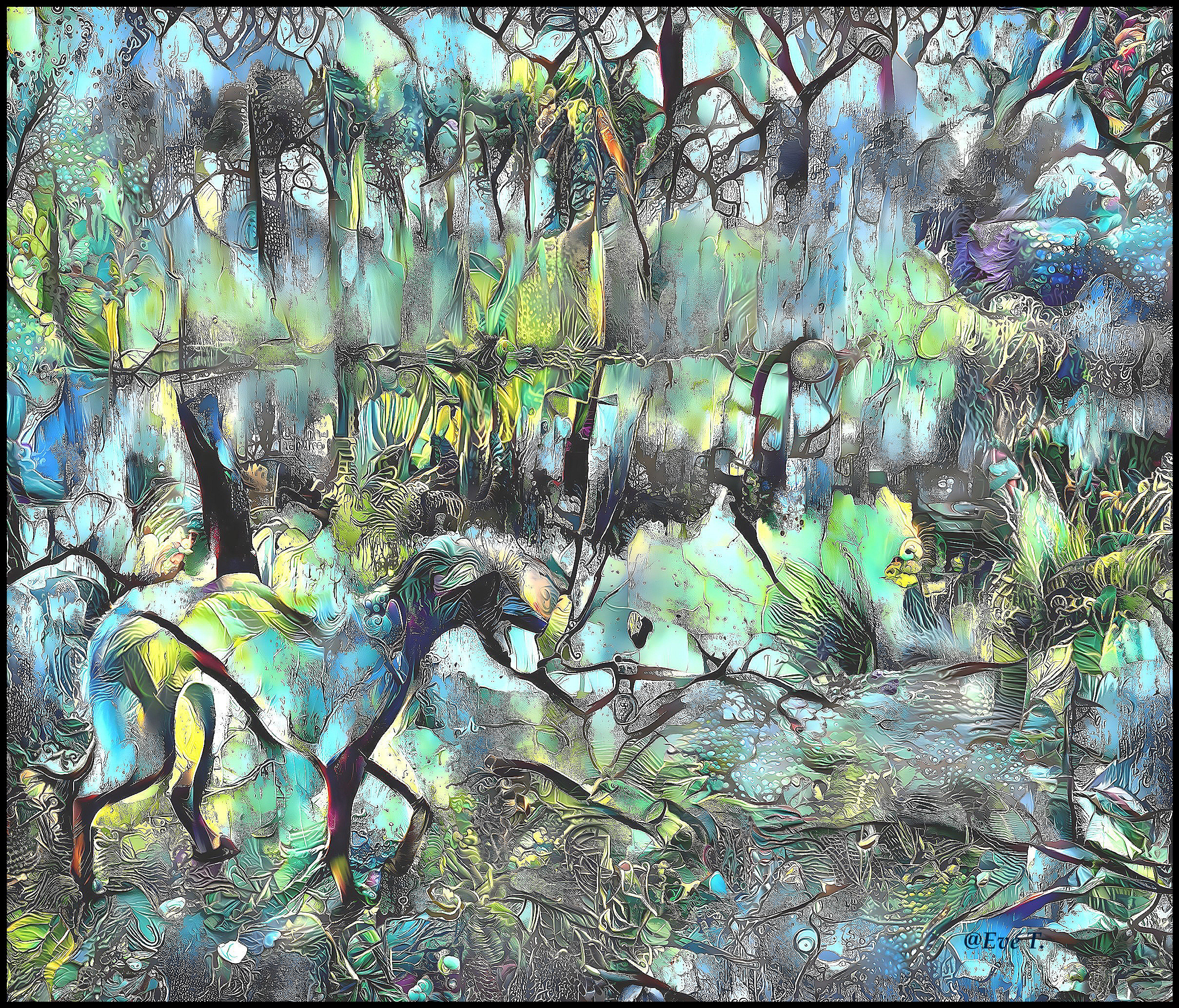 Vibrant Abstract Landscape with Whimsical Horse