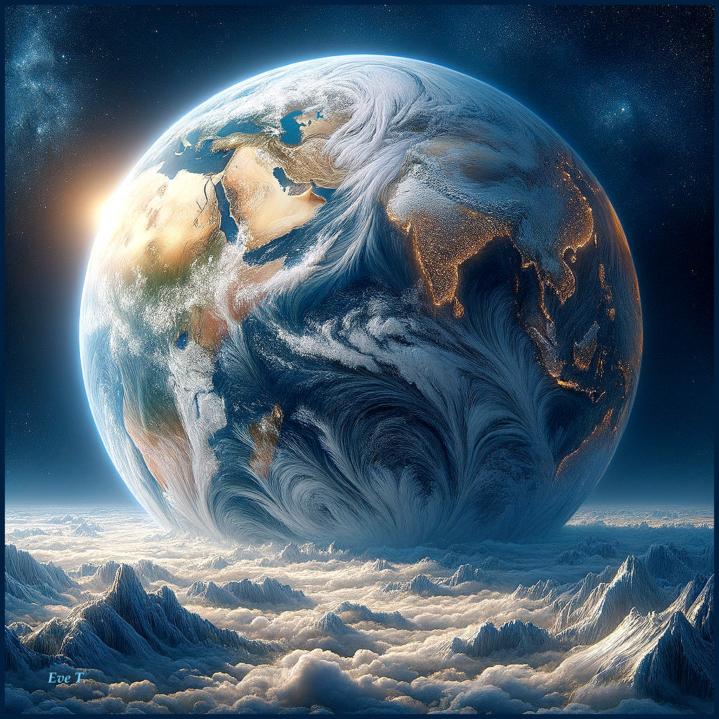 Surreal Earth Above Clouds with Vivid Colors and Light