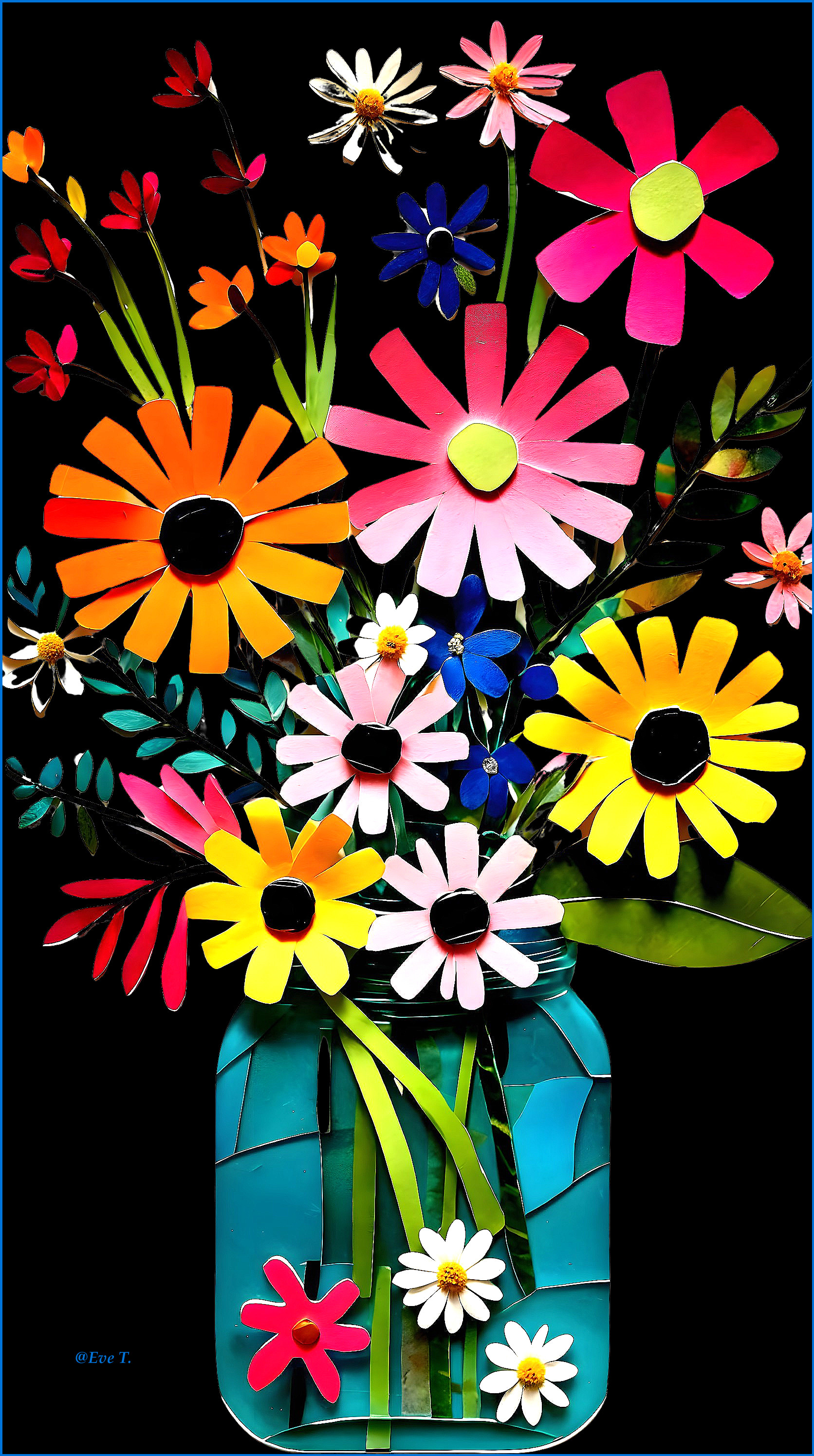 Vibrant Paper Flower Bouquet in a Jar Display