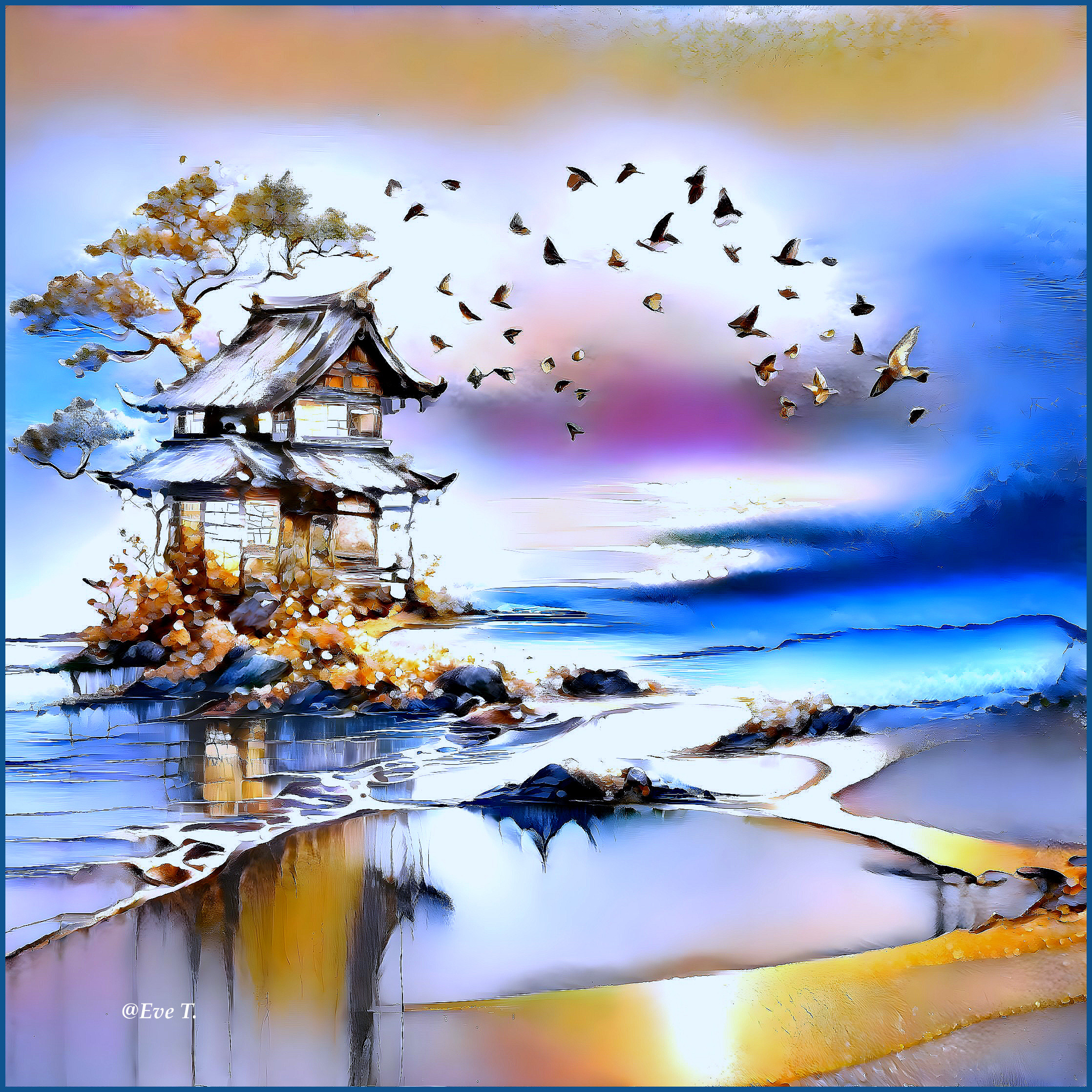 Traditional Asian House in Serene Landscape Setting