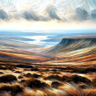 Serene Landscape of Rolling Hills and Winding River