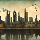 Vibrant Abstract Cityscape with Geometric Shapes