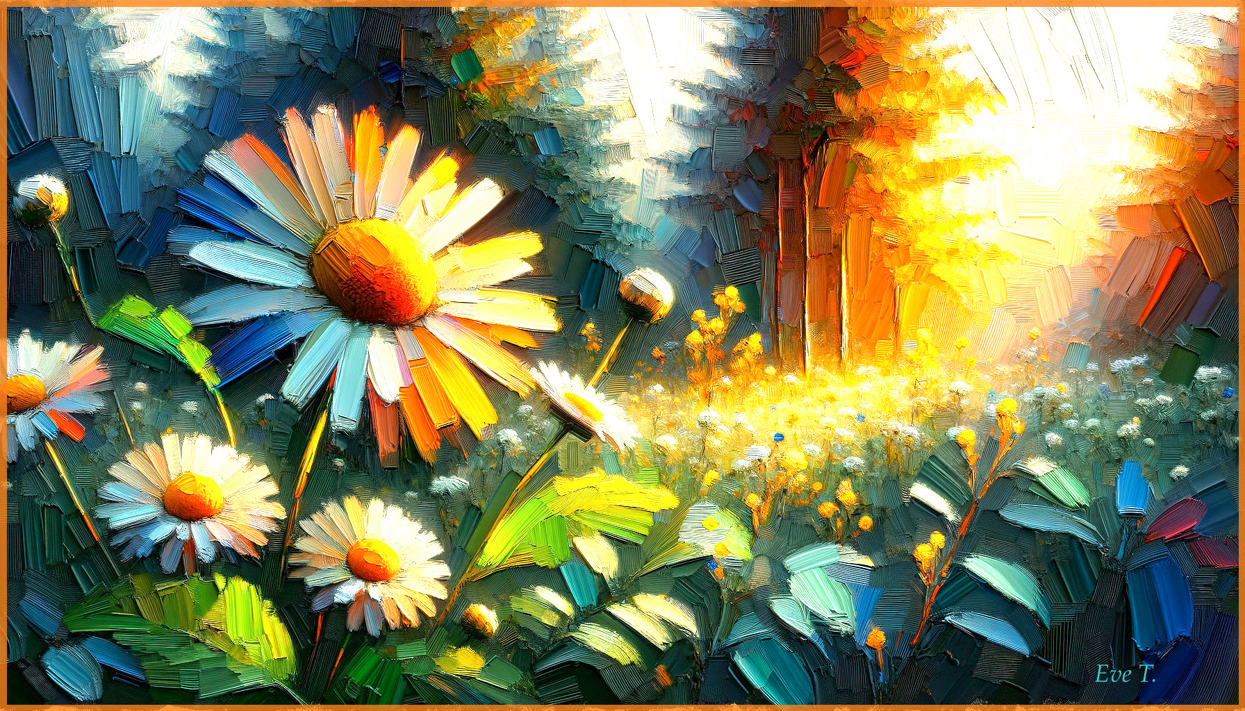 Vibrant Landscape of Colorful Daisies and Wildflowers