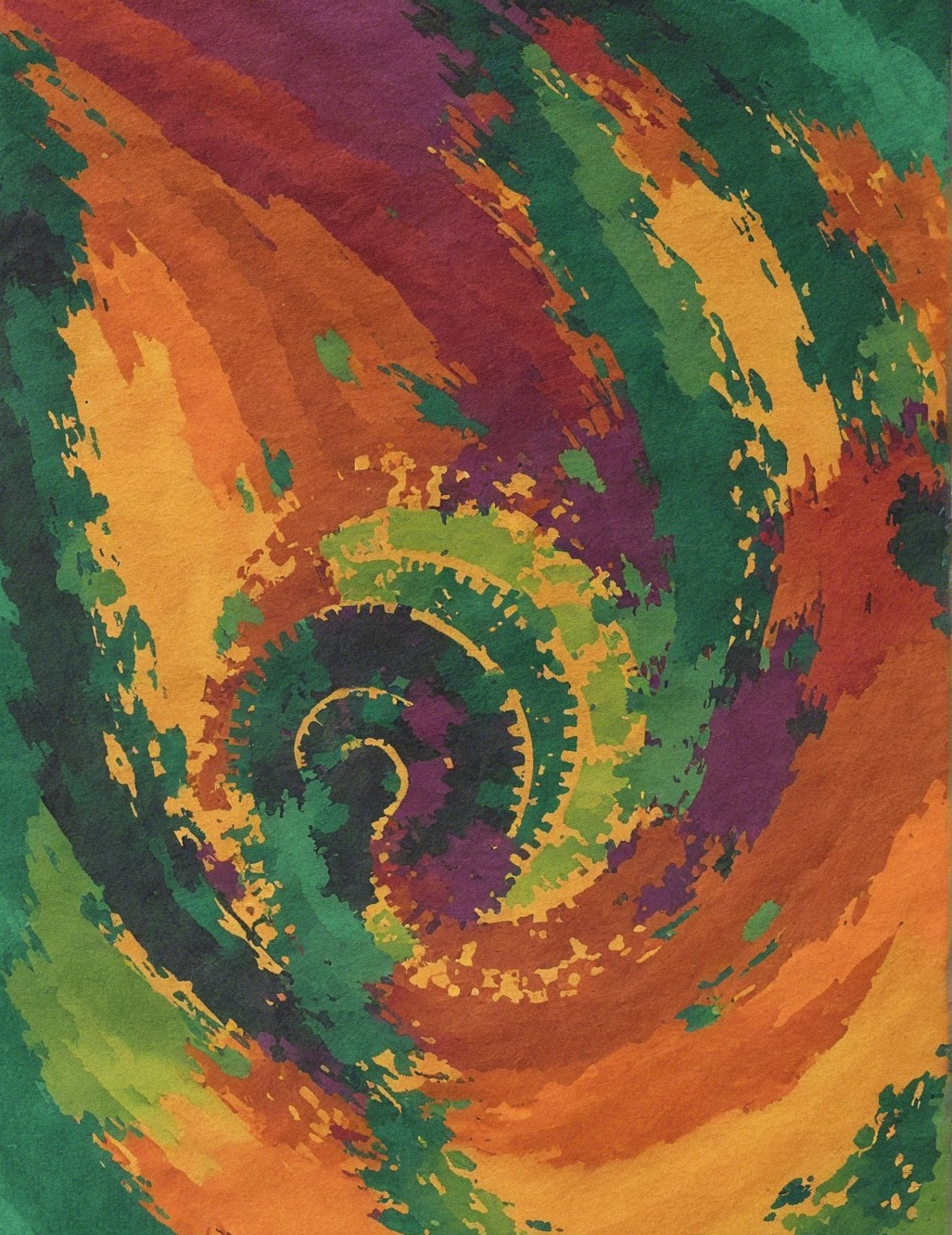Vibrant Psychedelic Spiral with Colorful Brushstrokes