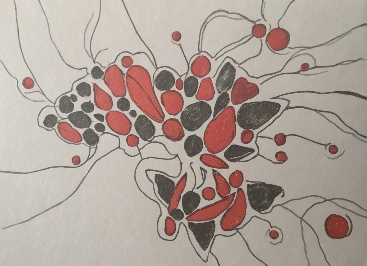 Abstract Composition of Organic Shapes in Vibrant Colors