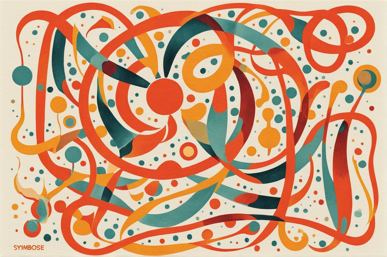 Abstract Composition of Swirling Lines and Shapes