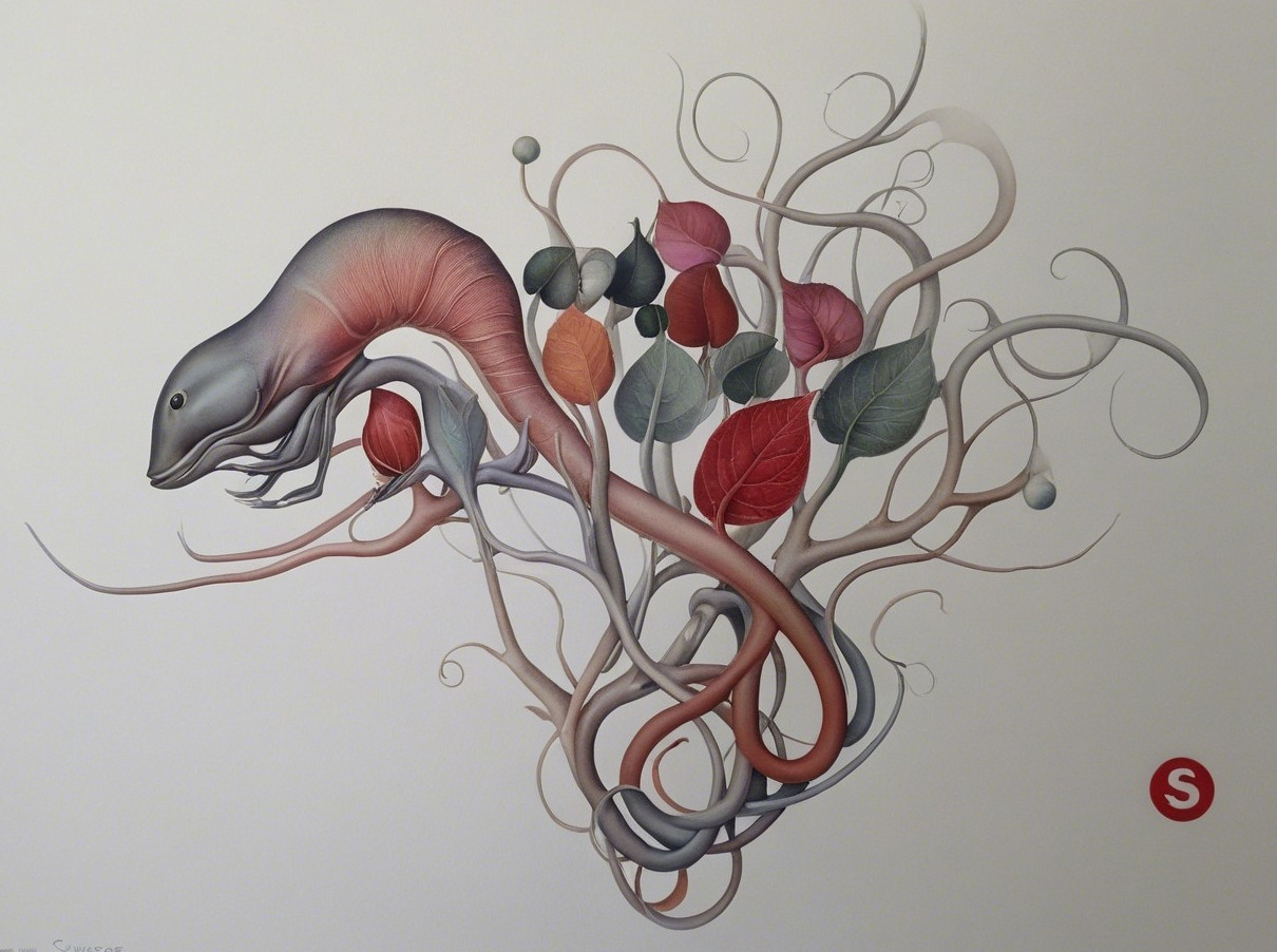 Surreal Hybrid Creature with Abstract Plant Forms