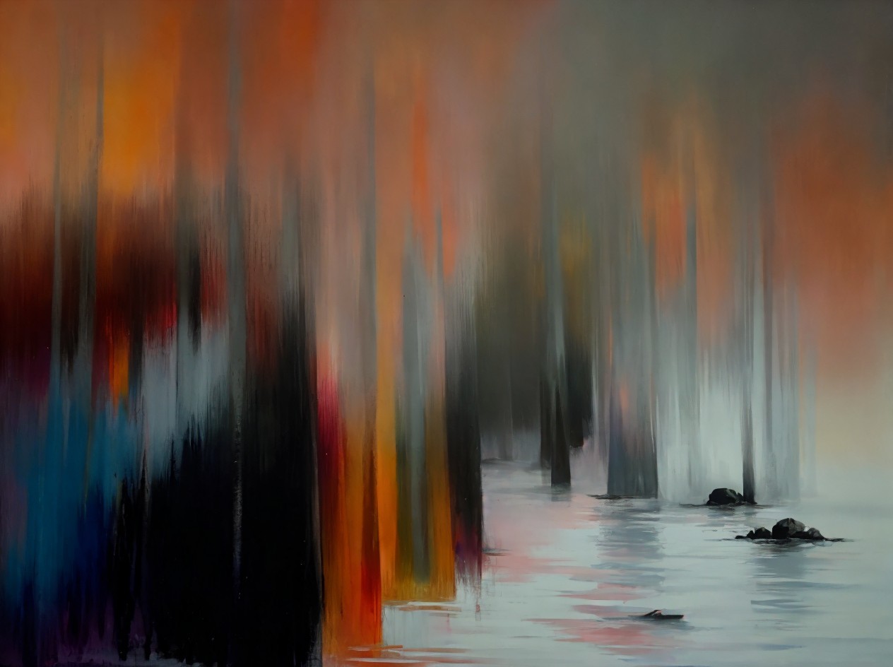 Vibrant Ethereal Landscape with Serene Water Reflection